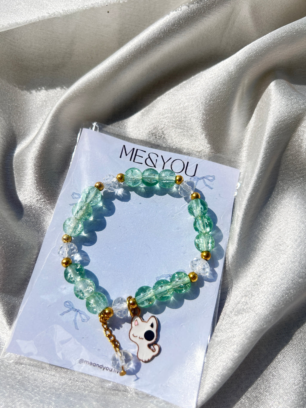Pistachio Kitty Charm Bracelet 💚🐱