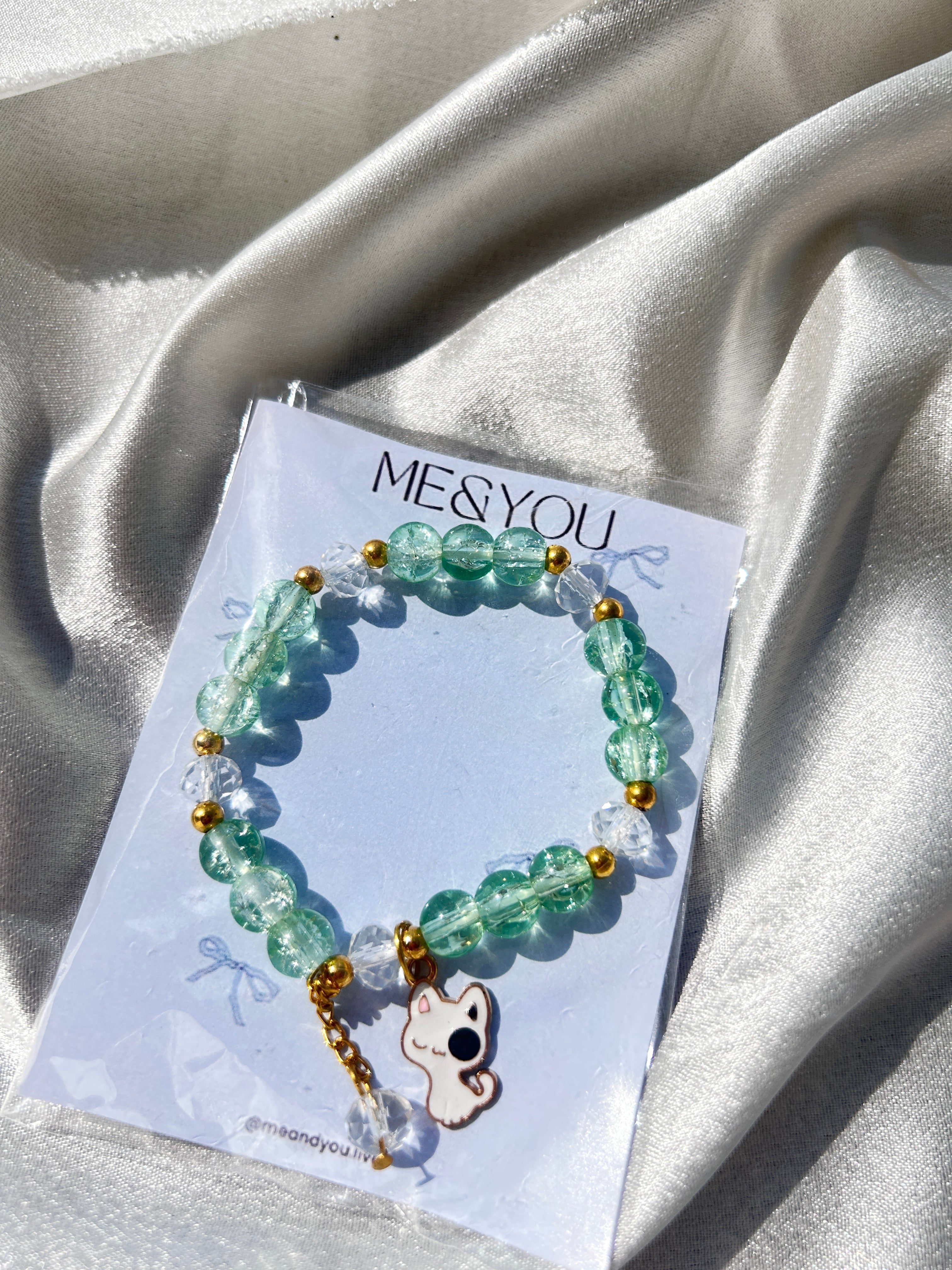 Pistachio Kitty Charm Bracelet 💚🐱