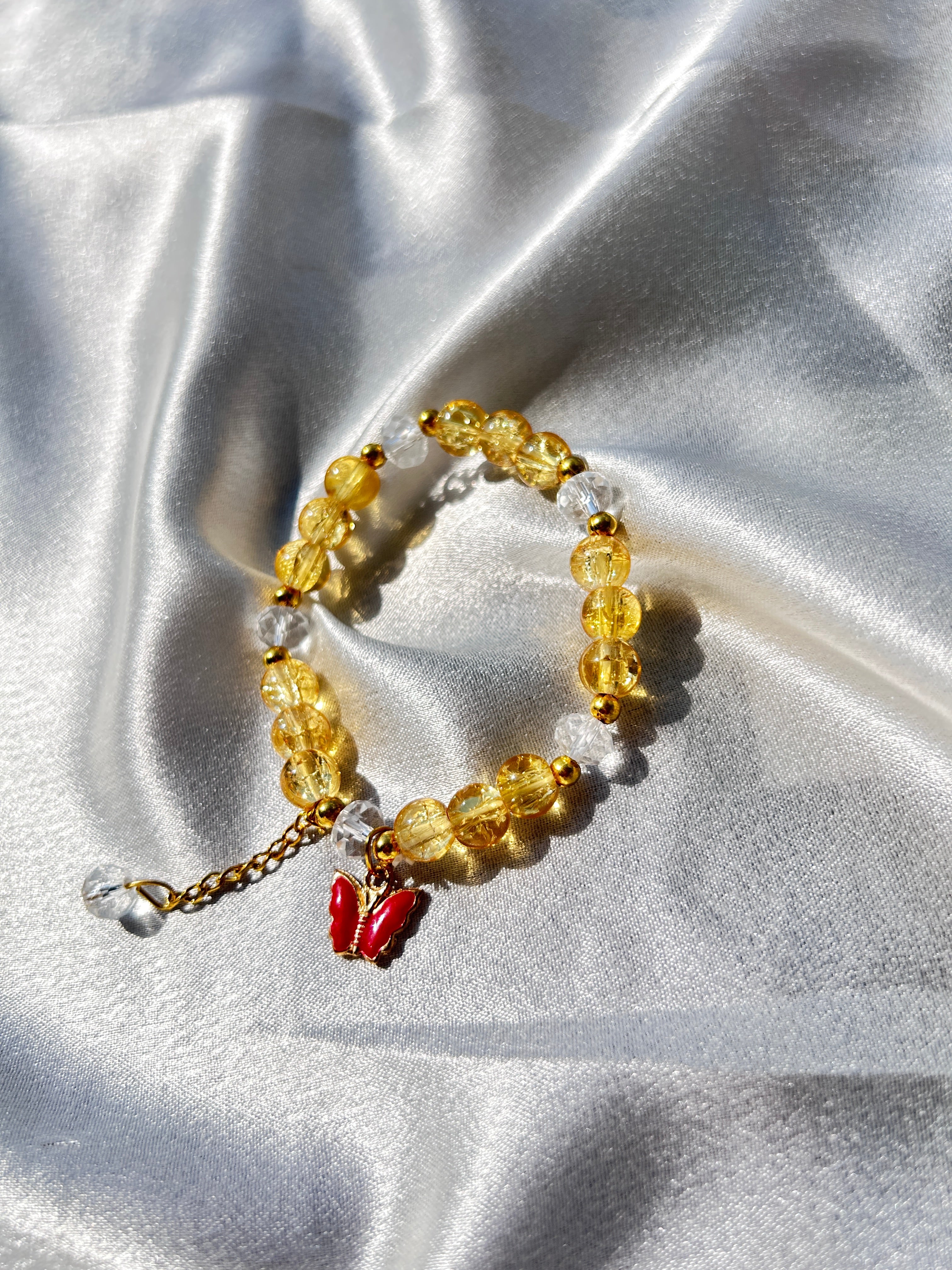 Red Butterfly Charm Crystal Bead Bracelet♥️🔆