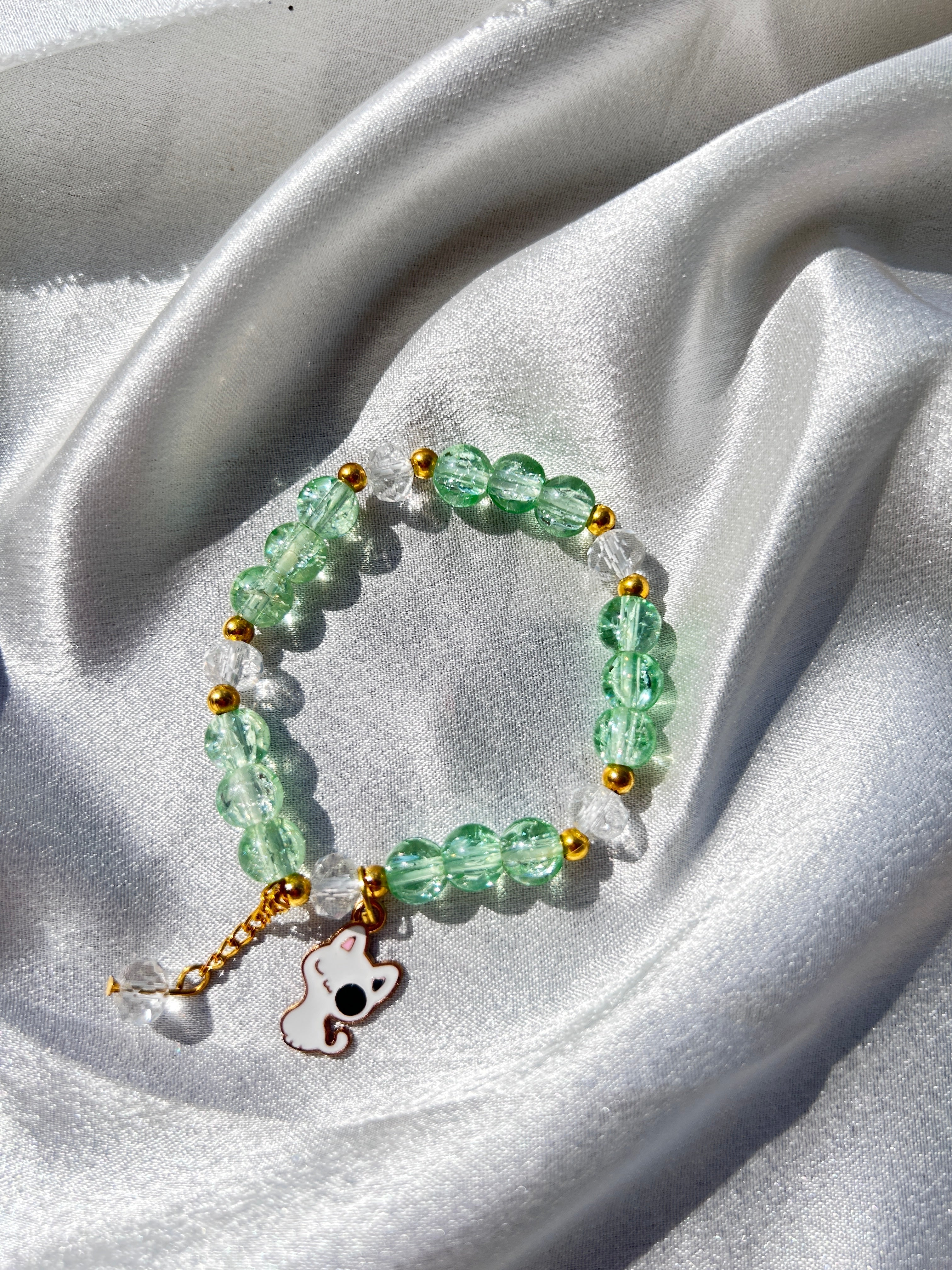 Pistachio Kitty Charm Bracelet 💚🐱
