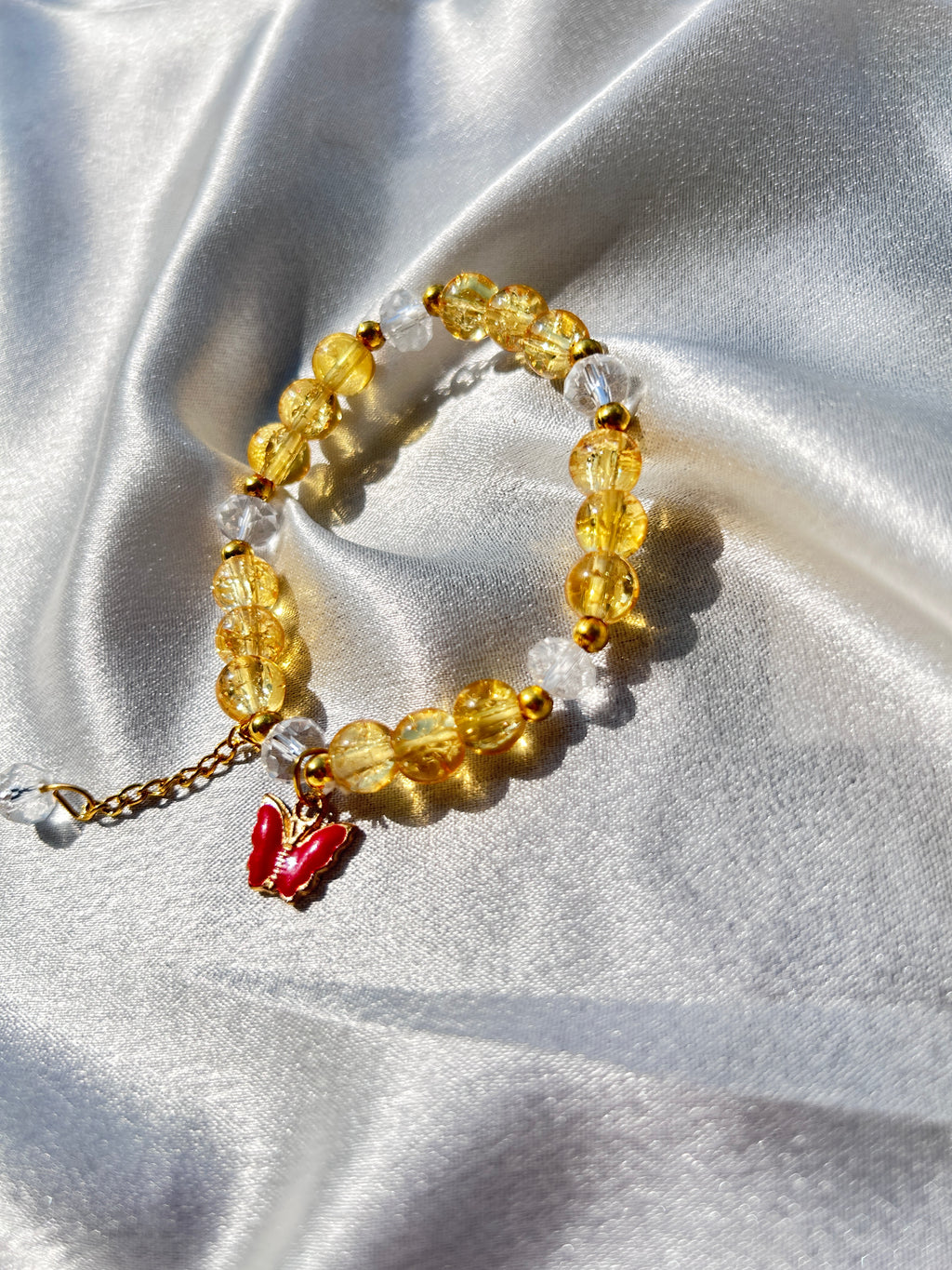 Red Butterfly Charm Crystal Bead Bracelet♥️🔆