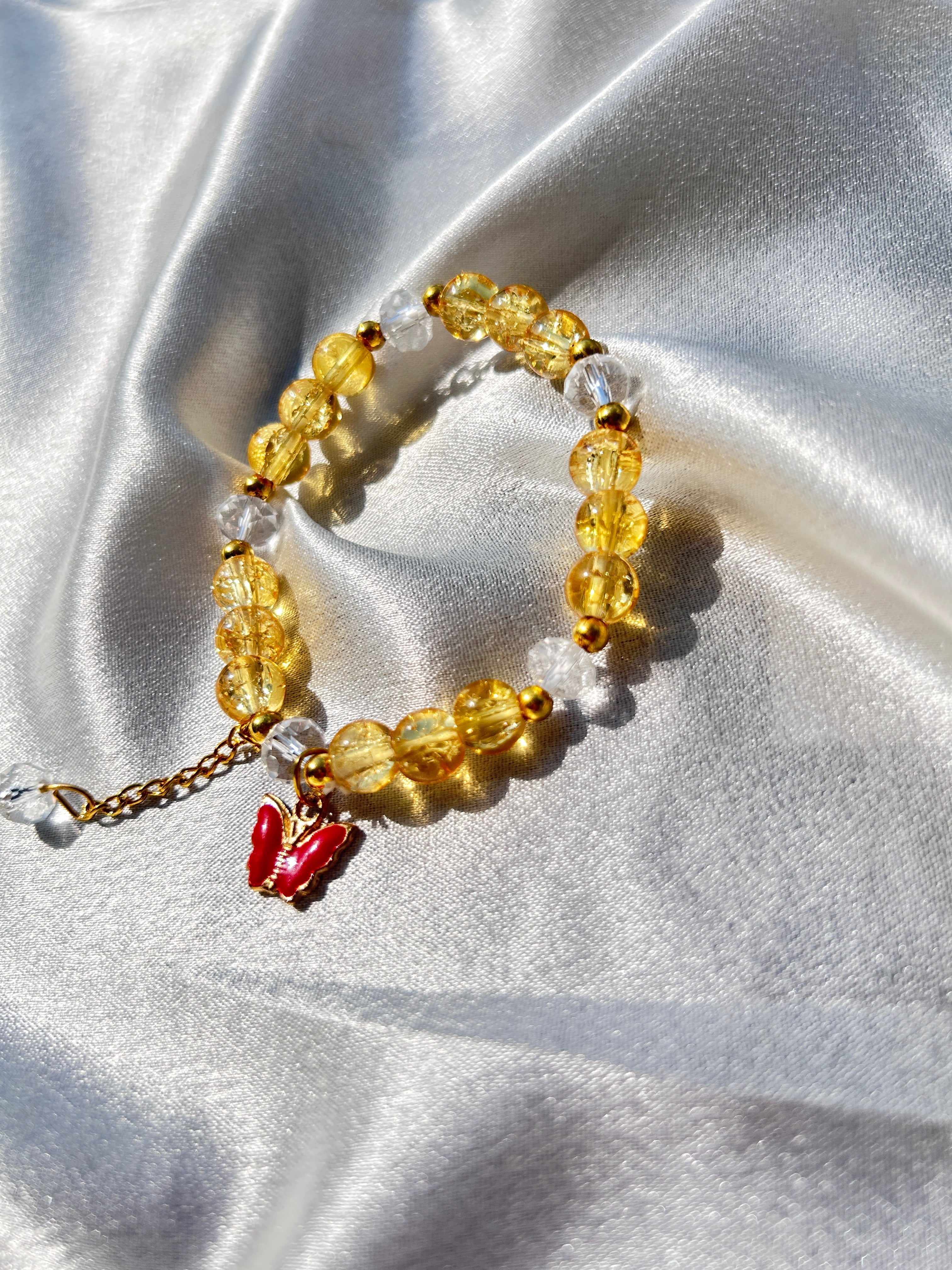 Red Butterfly Charm Crystal Bead Bracelet♥️🔆