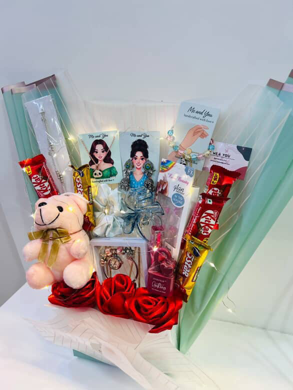 Ultimate 15-in-1 Luxury Gift Bouquet with Fairy Lights 🧸✨🍫