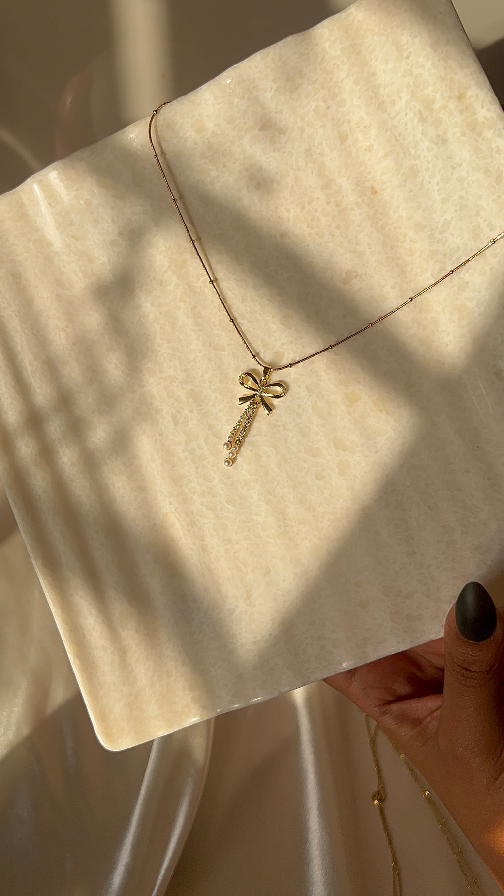 ✨ Bow Pearl Drop Necklace 🎀💖