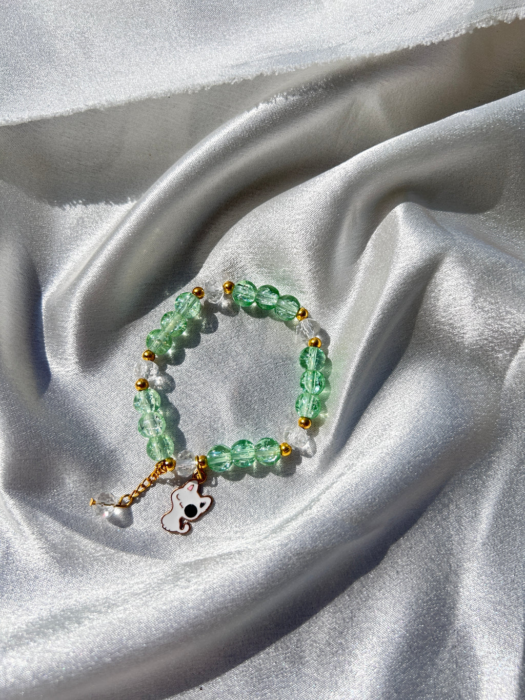 Pistachio Kitty Charm Bracelet 💚🐱