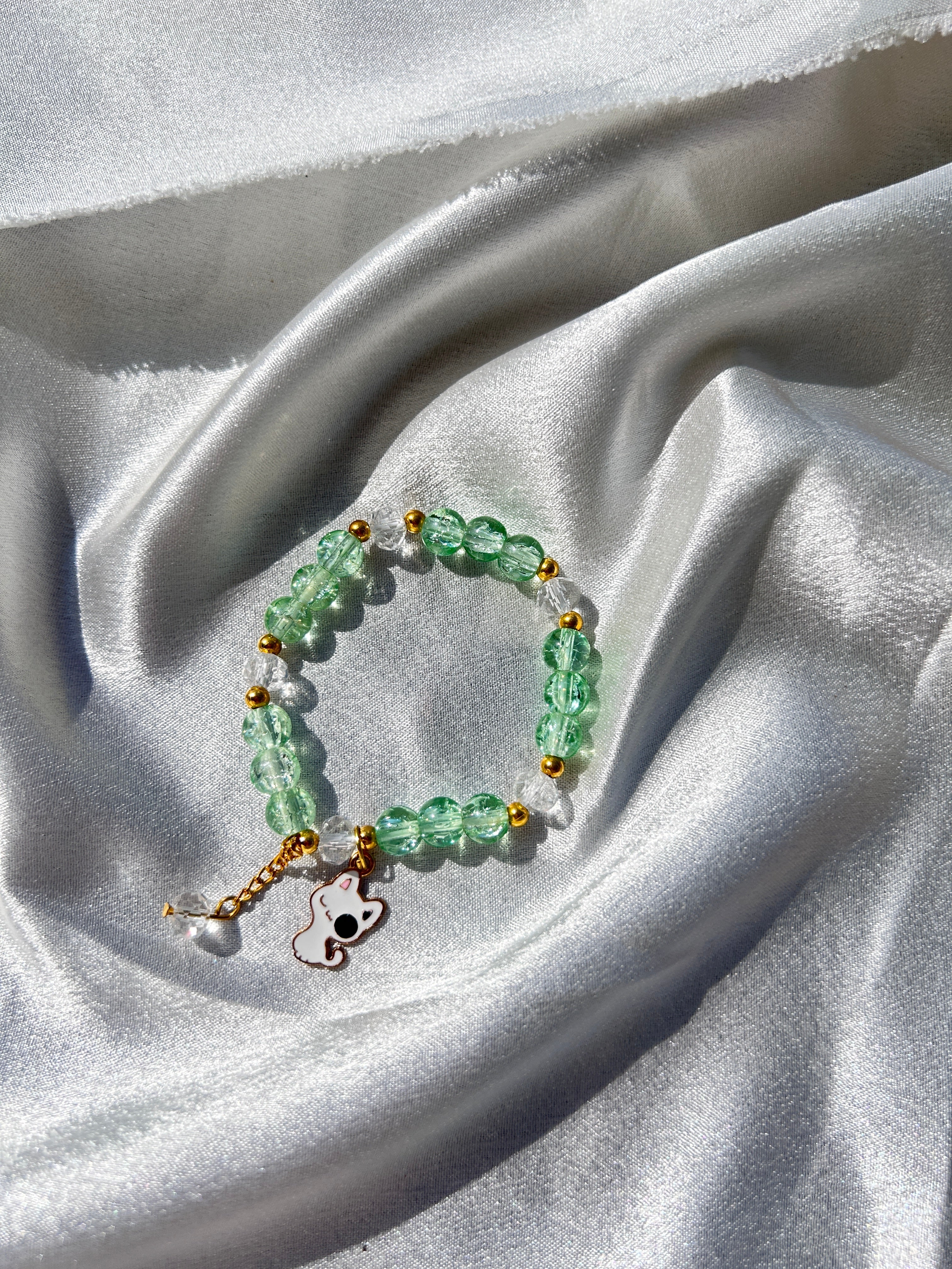 Pistachio Kitty Charm Bracelet 💚🐱