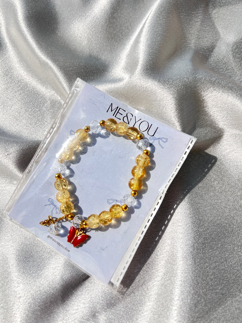 Red Butterfly Charm Crystal Bead Bracelet♥️🔆