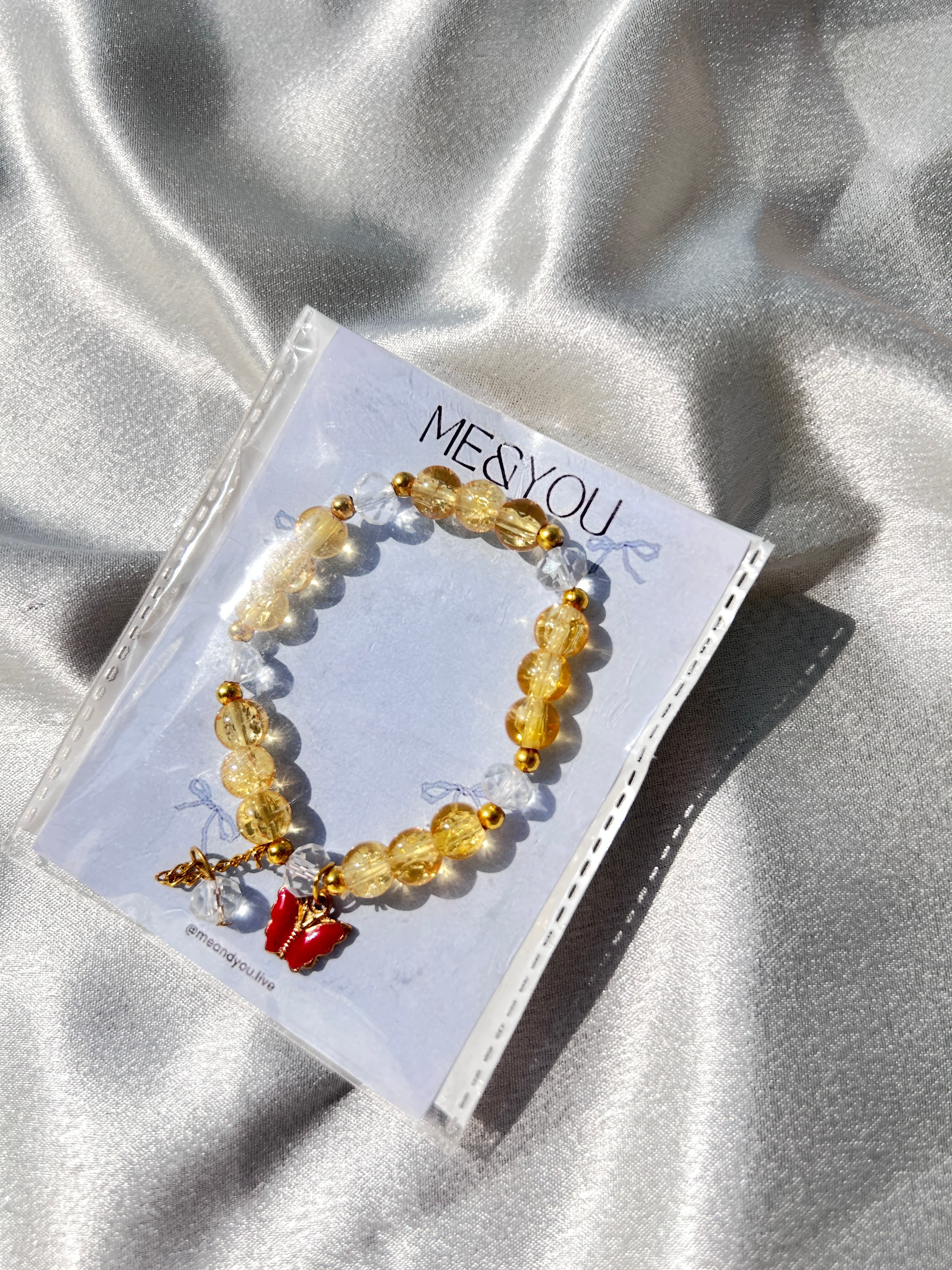 Red Butterfly Charm Crystal Bead Bracelet♥️🔆
